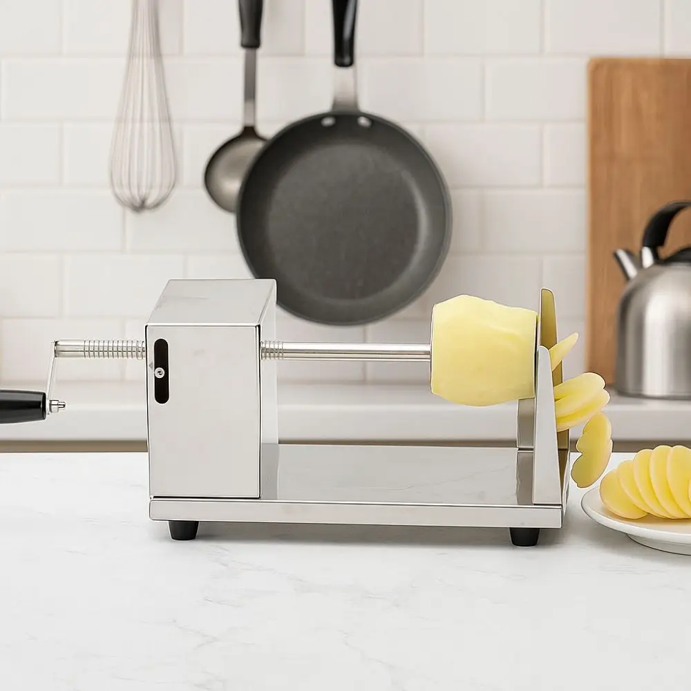 Stainless Steel Twisted Potato Slicer Household Manual Spiral Potato Cutter Wear Resistant Manual Potato Twister Home Cooking 
Stainless Steel Twisted Potato Slicer Household Manual Spiral Potato Cutter Wear Resistant Manual Potato Twister Home Cooking