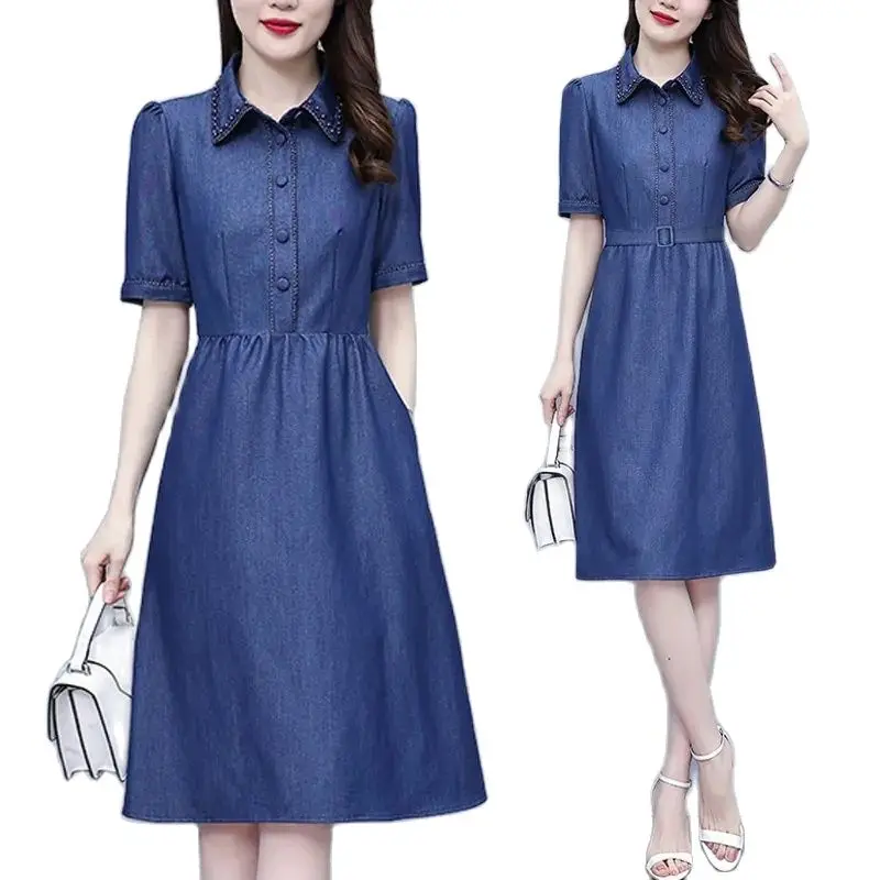 2023 New Denim Dress Women Summer Fashion Casual Short Sleeve Thin Jean Dresses Lady Retro Waist Pullover Dress Ladies Vestidos
2023 New Denim Dress Women Summer Fashion Casual Short Sleeve Thin Jean Dresses Lady Retro Waist Pullover Dress Ladies Vestidos