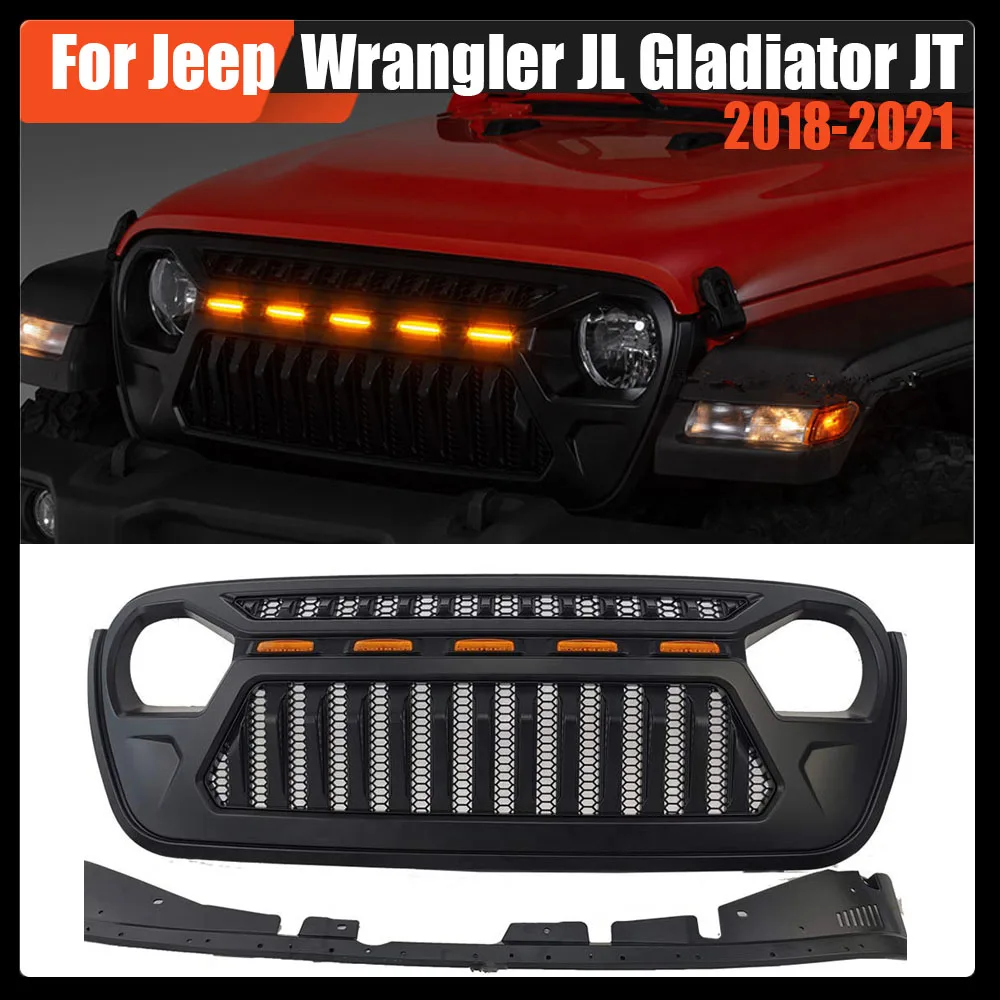 Front Grille Mesh Grill Racing Grills Accessories Offroad Bumper Grille with Light For Jeep Wrangler JL Gladiator JT 2018-2021
Front Grille Mesh Grill Racing Grills Accessories Offroad Bumper Grille with Light For Jeep Wrangler JL Gladiator JT 2018-2021
