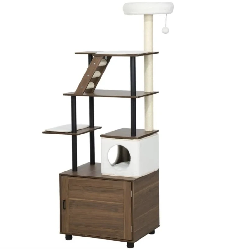 Wooden Cat Tree,Condo, Jump Platforms, Hanging Toys For Cats
Wooden Cat Tree,Condo, Jump Platforms, Hanging Toys For Cats