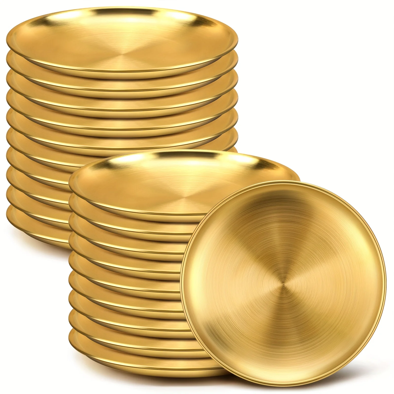 20pcs Stainless Steel Golden Plates 6.5 Inch Golden Dinner Plates Metal Serving Tray Dessert Dishes For BBQ, Salad, Snack, Desserts, Food Serving, Outdoor Camping
20pcs Stainless Steel Golden Plates 6.5 Inch Golden Dinner Plates Metal Serving Tray Dessert Dishes For BBQ, Salad, Snack, Desserts, Food Serving, Outdoor Camping