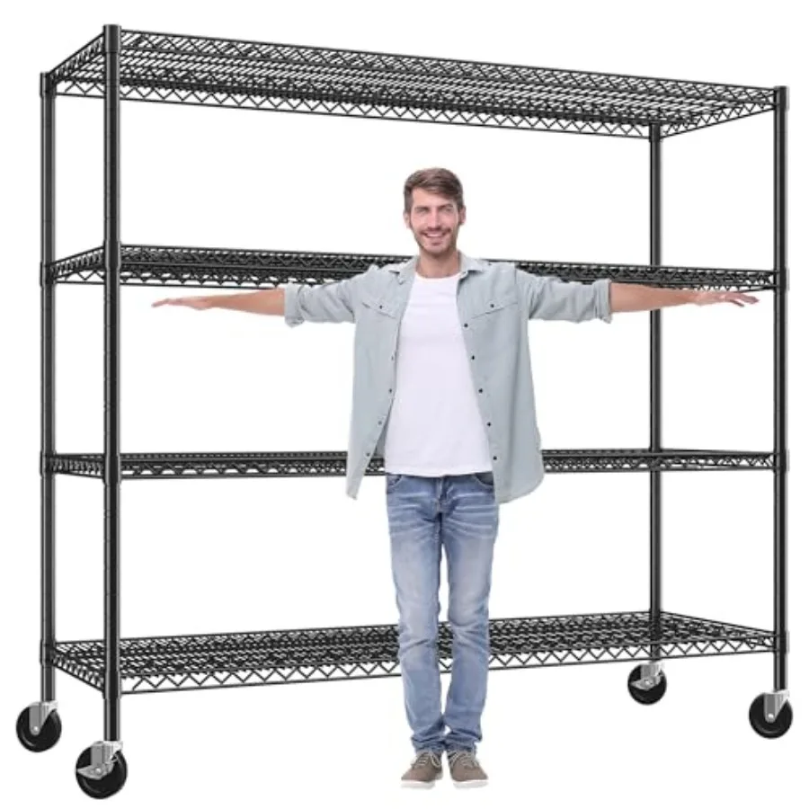 60" W Storage Shelves 2878LBS Metal Shelving Unit with Wheels Heavy Duty Garage Shelving Adjustable Wire Shelves for Pantry, Ki
60" W Storage Shelves 2878LBS Metal Shelving Unit with Wheels Heavy Duty Garage Shelving Adjustable Wire Shelves for Pantry, Ki