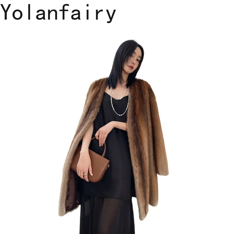 YOLANFAIRY Natural Whole Muskrat Fur Coat Woman Luxury Mid-length 85cm Real Fur Jacket Witer Coats Women Clothing 2026 шуба
YOLANFAIRY Natural Whole Muskrat Fur Coat Woman Luxury Mid-length 85cm Real Fur Jacket Witer Coats Women Clothing 2026 шуба