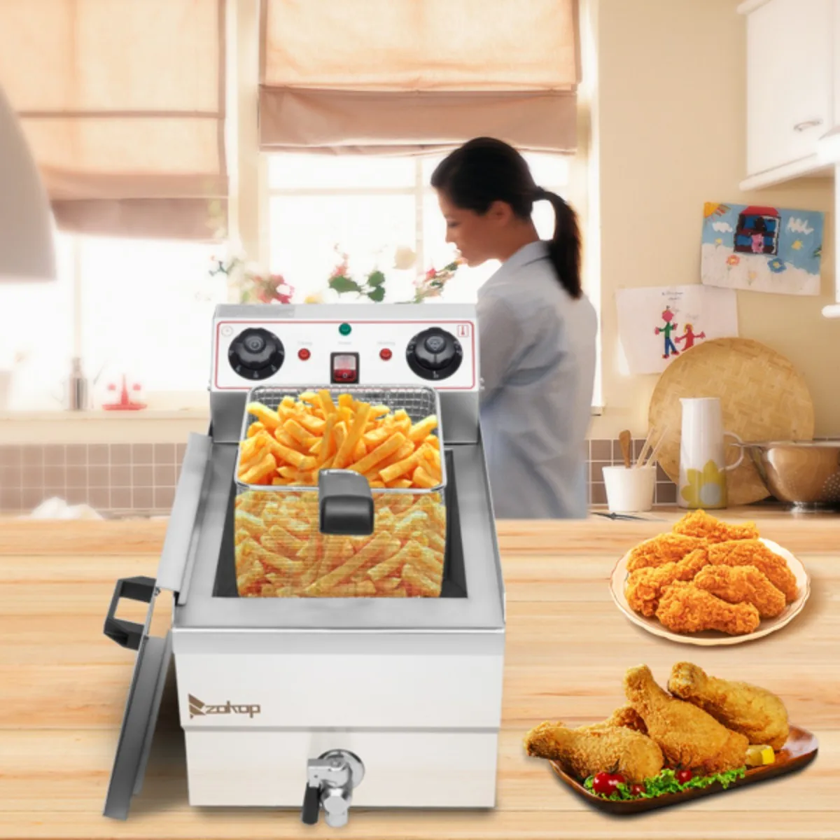 1700W Commercial Deep Fryer Electric Countertop Fryer with Basket Stainless Steel Single Oil Fryer w/Time&Temp Control
1700W Commercial Deep Fryer Electric Countertop Fryer with Basket Stainless Steel Single Oil Fryer w/Time&Temp Control