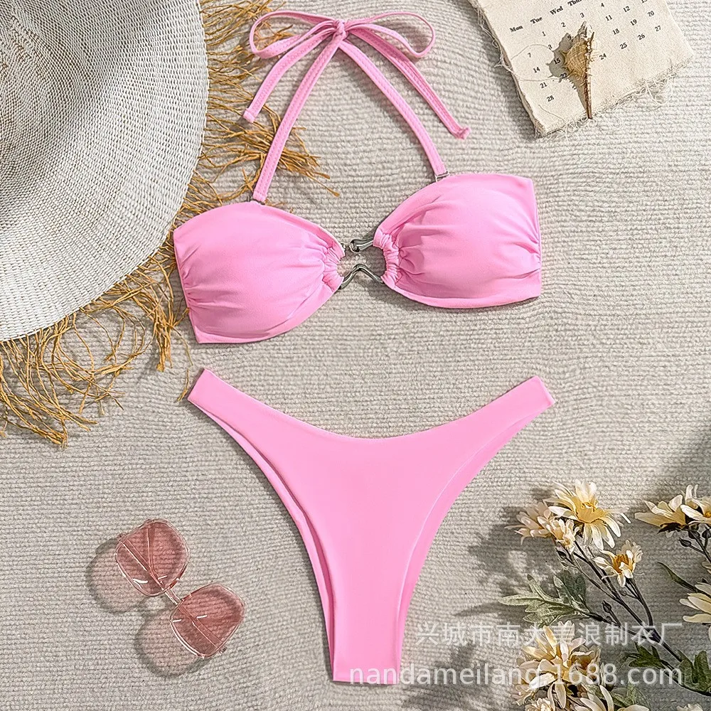 Women's 2026 Bikini Halter Neck Pink Bikinis Thong Bottom Rust Swimwear Solid Color Black Adjustable Straps Two Piece Swimsuit
Women's 2026 Bikini Halter Neck Pink Bikinis Thong Bottom Rust Swimwear Solid Color Black Adjustable Straps Two Piece Swimsuit