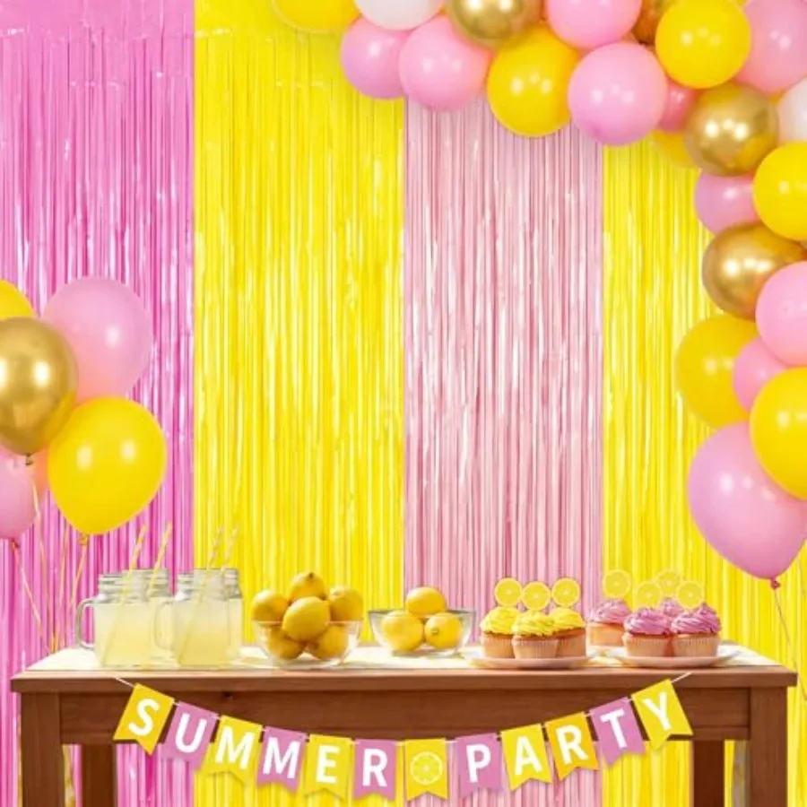4pcs Pink and Yellow Party Decorations 6.6ft Fringe Curtains Party Decorations Pink and Yellow Backdrop Curtains for Lemon Summ
4pcs Pink and Yellow Party Decorations 6.6ft Fringe Curtains Party Decorations Pink and Yellow Backdrop Curtains for Lemon Summ