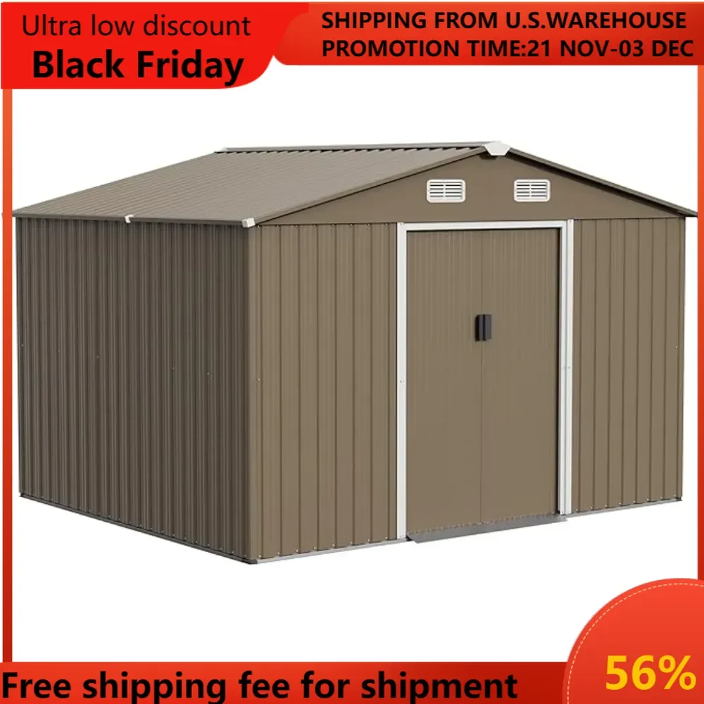 10FT x 8FT Outdoor Storage Shed, Waterproof, Lockable Door Metal Tool Shed with Sliding Door and Air Vents, Storage House
10FT x 8FT Outdoor Storage Shed, Waterproof, Lockable Door Metal Tool Shed with Sliding Door and Air Vents, Storage House