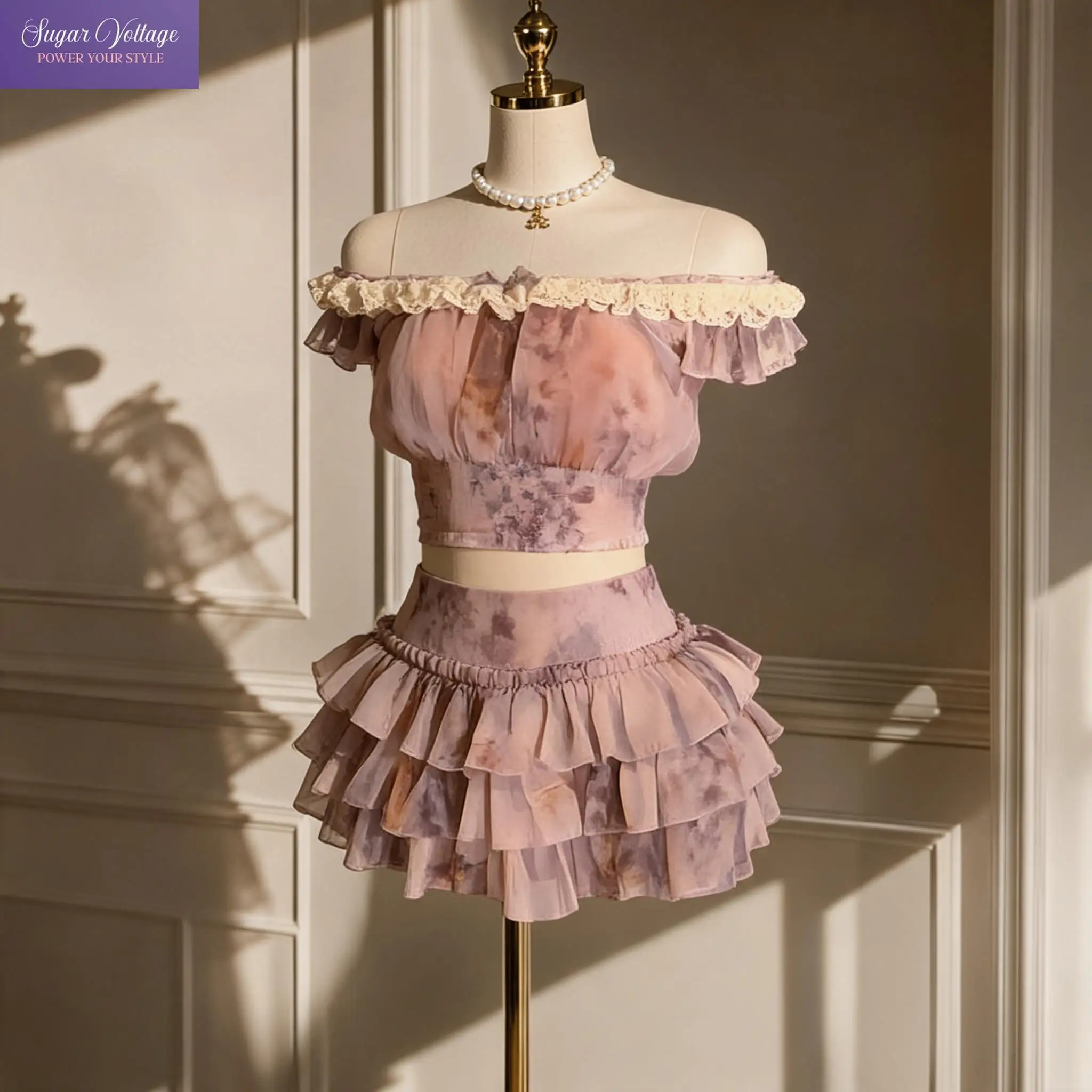 French Sweet Coquette Off Shoulder Lace Trim Floral Print 2 Piece Set Women Ruffled Crop Top Tiered Mini Skirt Summer Daily Wear
French Sweet Coquette Off Shoulder Lace Trim Floral Print 2 Piece Set Women Ruffled Crop Top Tiered Mini Skirt Summer Daily Wear
