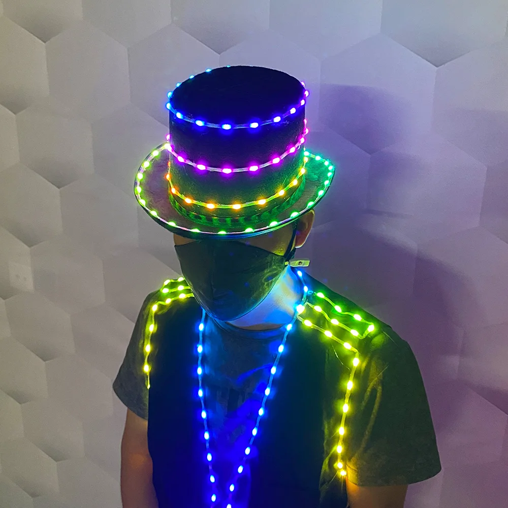 Carnival party LED hat glow-in-the-dark hat Neon LED light costume Party Fluorescent DJ Full Color bar dance show Magic hat
Carnival party LED hat glow-in-the-dark hat Neon LED light costume Party Fluorescent DJ Full Color bar dance show Magic hat