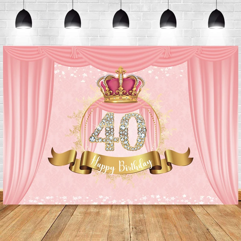 Pink 40th Backdrop Man Woman 40 Years Old Happy Birthday Party Curtain Photo Royal Crown Background Banner
Pink 40th Backdrop Man Woman 40 Years Old Happy Birthday Party Curtain Photo Royal Crown Background Banner