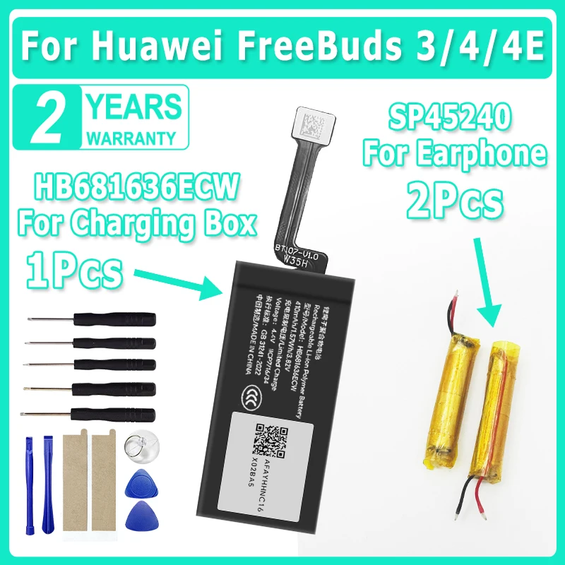 SP45240 HB681636ECW Bluetooth headset Replace Battery For Huawei FreeBuds 3 Freebuds 4 4E Wireless Bluetooth TWS Earphone T0004C
SP45240 HB681636ECW Bluetooth headset Replace Battery For Huawei FreeBuds 3 Freebuds 4 4E Wireless Bluetooth TWS Earphone T0004C