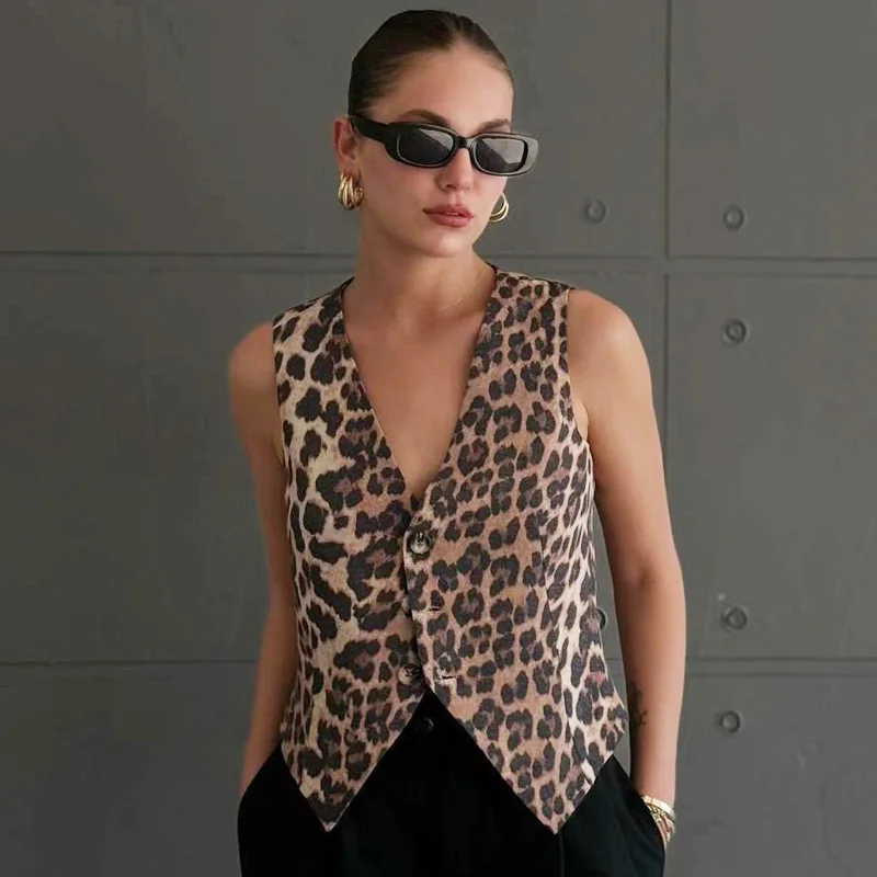 HXAO Women's Vest Summer 2024 Leopard Sleeveless Vests For Women V-Neck Off Shoulder Short Tailored Vest Casual Waistcoat Women
HXAO Women's Vest Summer 2024 Leopard Sleeveless Vests For Women V-Neck Off Shoulder Short Tailored Vest Casual Waistcoat Women