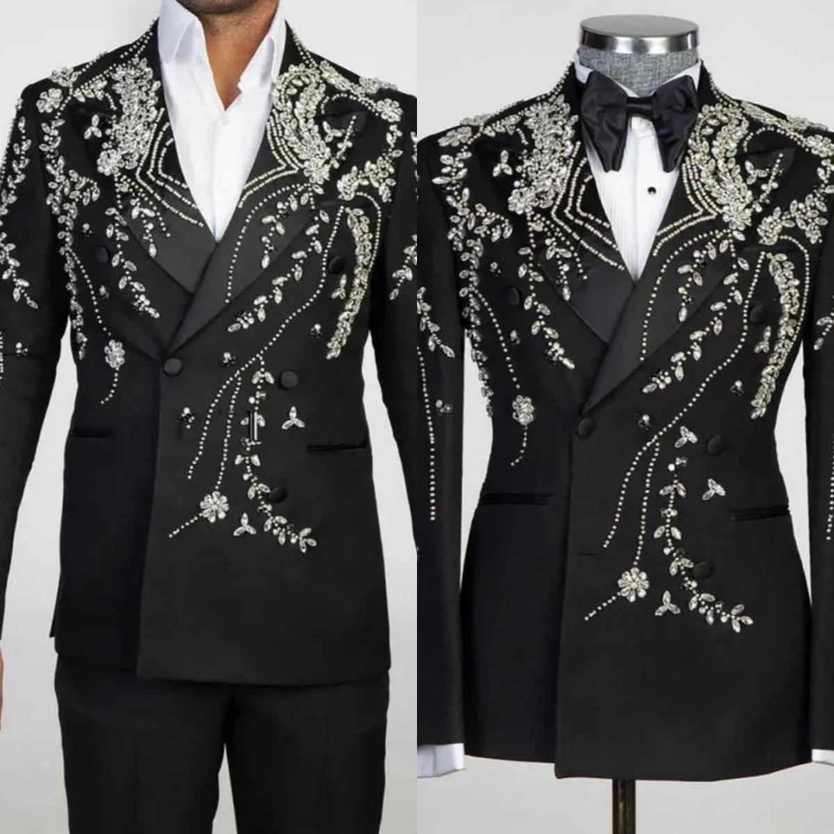 Luxury Wedding Tuxedos Crystal Appliques Men Suit Peaked Lapel 1 Piece Set Jacket Party Groom Wear Business Blazers Customized
Luxury Wedding Tuxedos Crystal Appliques Men Suit Peaked Lapel 1 Piece Set Jacket Party Groom Wear Business Blazers Customized