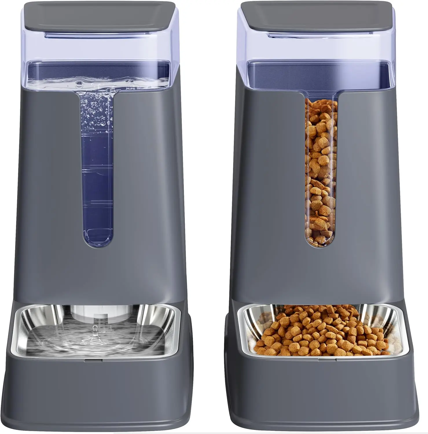 Cat Food & Water Dispenser Set with Stainless Steel Bowls, 1 Gallon x 2, Gravity Feeder for Cats & Dogs
Cat Food & Water Dispenser Set with Stainless Steel Bowls, 1 Gallon x 2, Gravity Feeder for Cats & Dogs