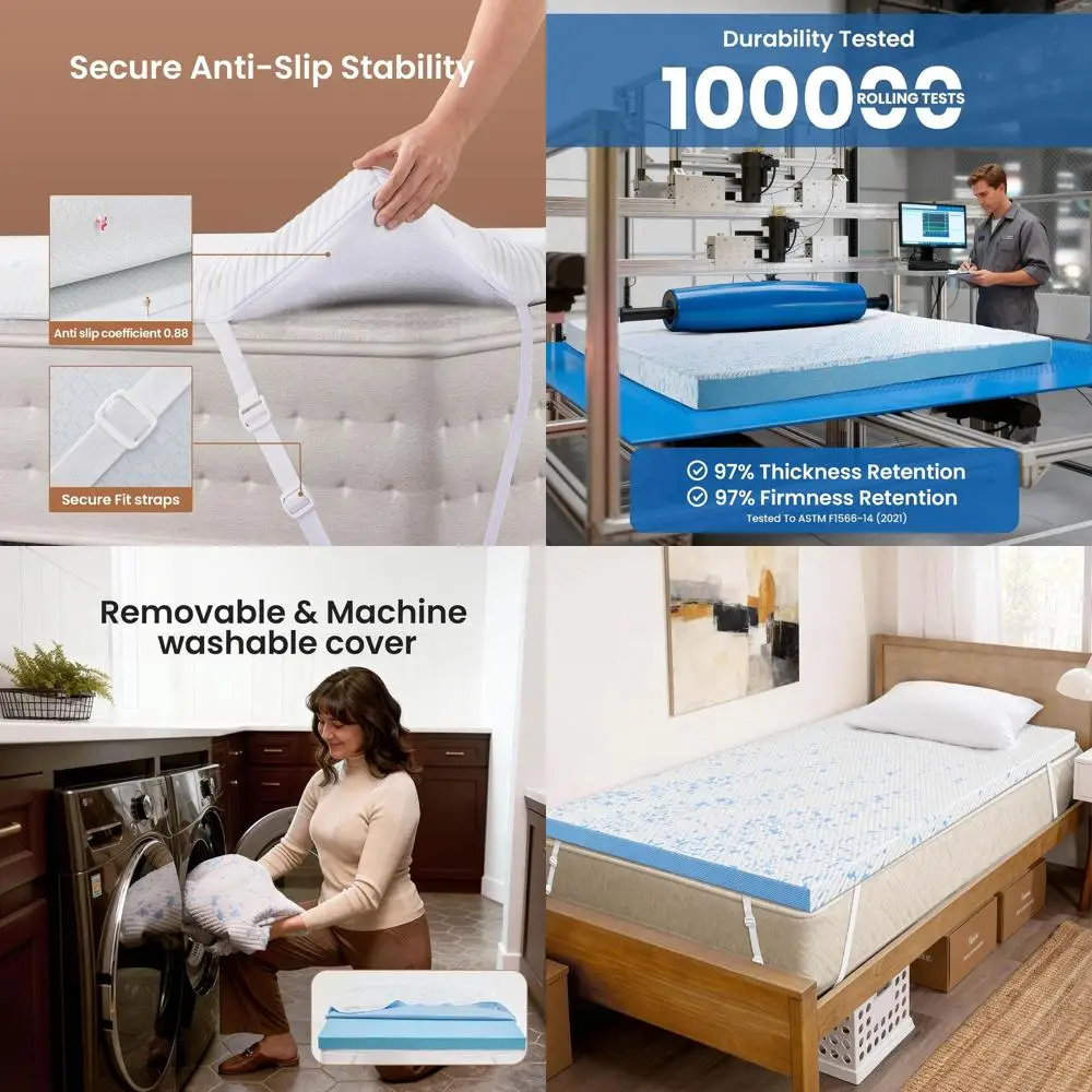 Cooling Gel Memory Foam Mattress Topper for Twin XL Beds, Washable Cover with Anti-Slip, Extra Comfort & Back Support for Dorm R
Cooling Gel Memory Foam Mattress Topper for Twin XL Beds, Washable Cover with Anti-Slip, Extra Comfort & Back Support for Dorm R