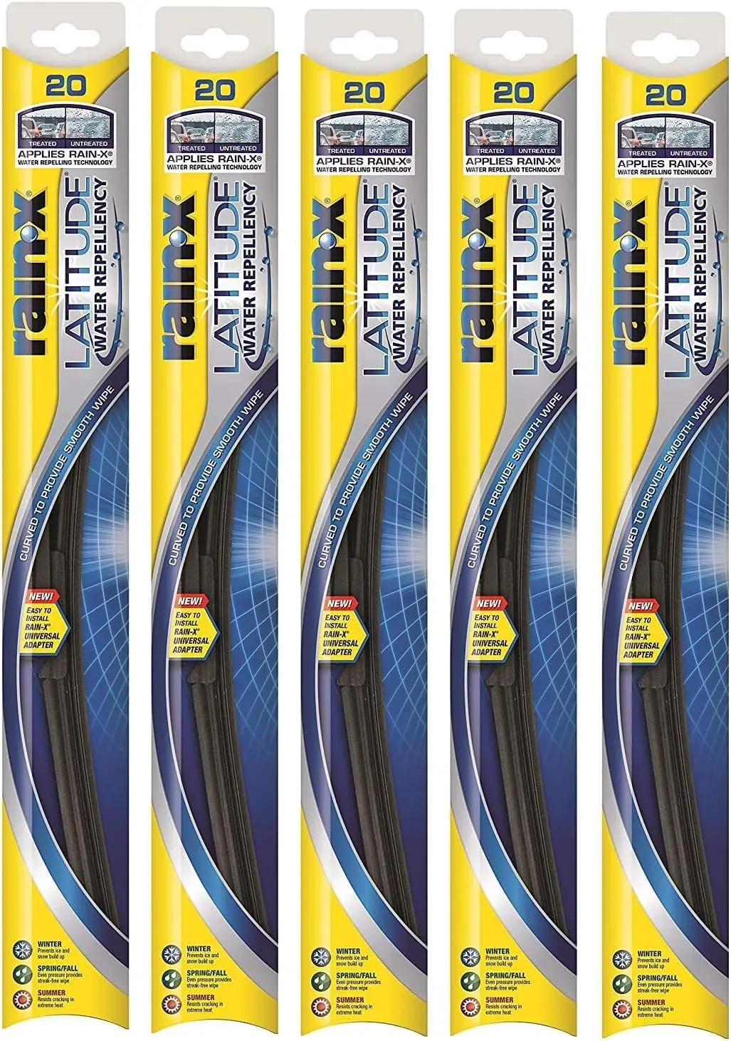Universal 20" Water Repellent Wiper Blades, Pack of 5 - Easy Install, Streak-Free Wipe for All Weather
Universal 20" Water Repellent Wiper Blades, Pack of 5 - Easy Install, Streak-Free Wipe for All Weather