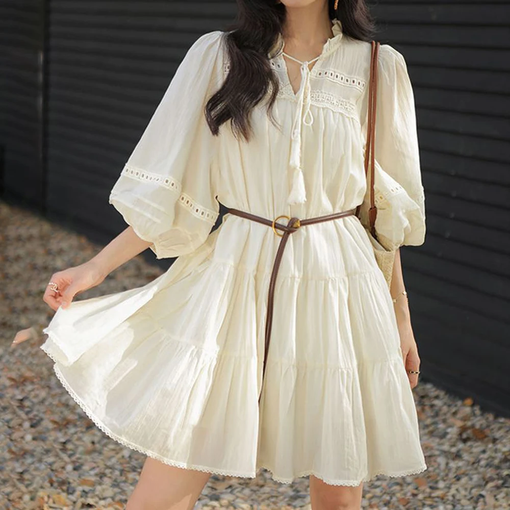Vacation style French small man chic short skirt beautiful lace-up shirt bohemian dress women's summer temperament
Vacation style French small man chic short skirt beautiful lace-up shirt bohemian dress women's summer temperament