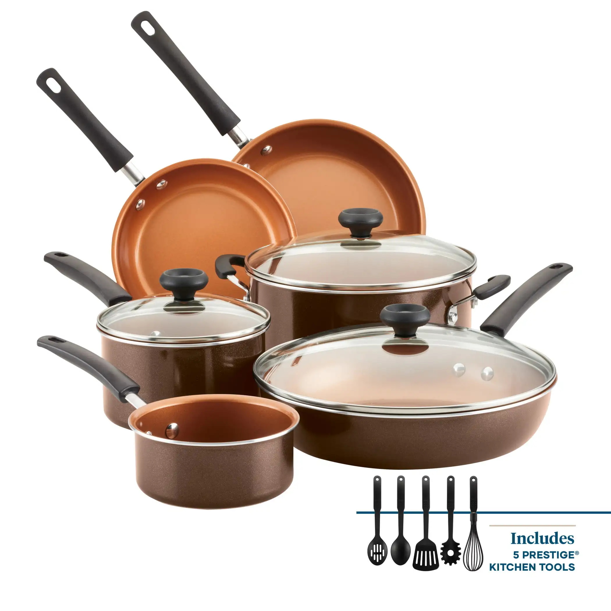 Farberware 14-Piece Easy Clean Pro Ceramic Nonstick Pots and Pans Set/Cookware Set, Brown
Farberware 14-Piece Easy Clean Pro Ceramic Nonstick Pots and Pans Set/Cookware Set, Brown