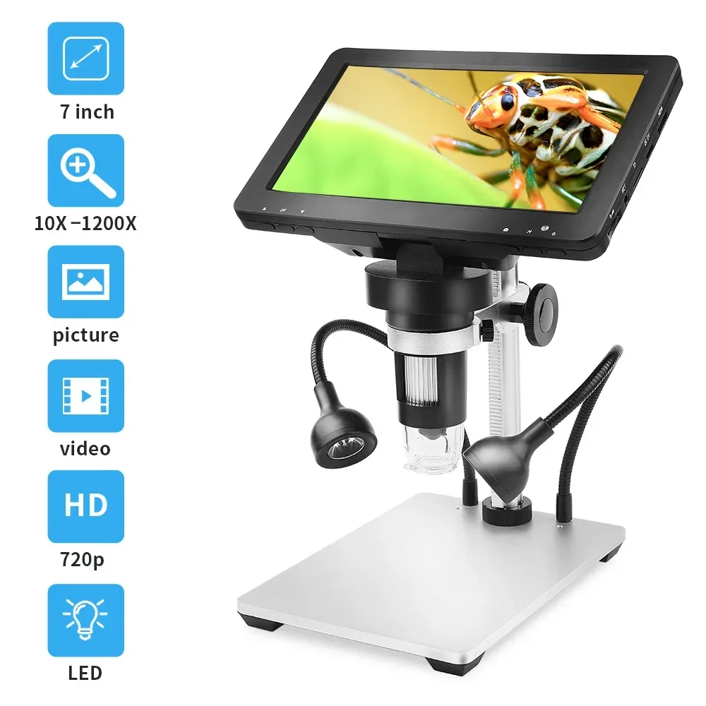 LCD 7 Inch HD USB Microscopio Digital Microscope Camera Wired Remote 1200X Magnification Video Recorder Repair Soldering Tools
LCD 7 Inch HD USB Microscopio Digital Microscope Camera Wired Remote 1200X Magnification Video Recorder Repair Soldering Tools