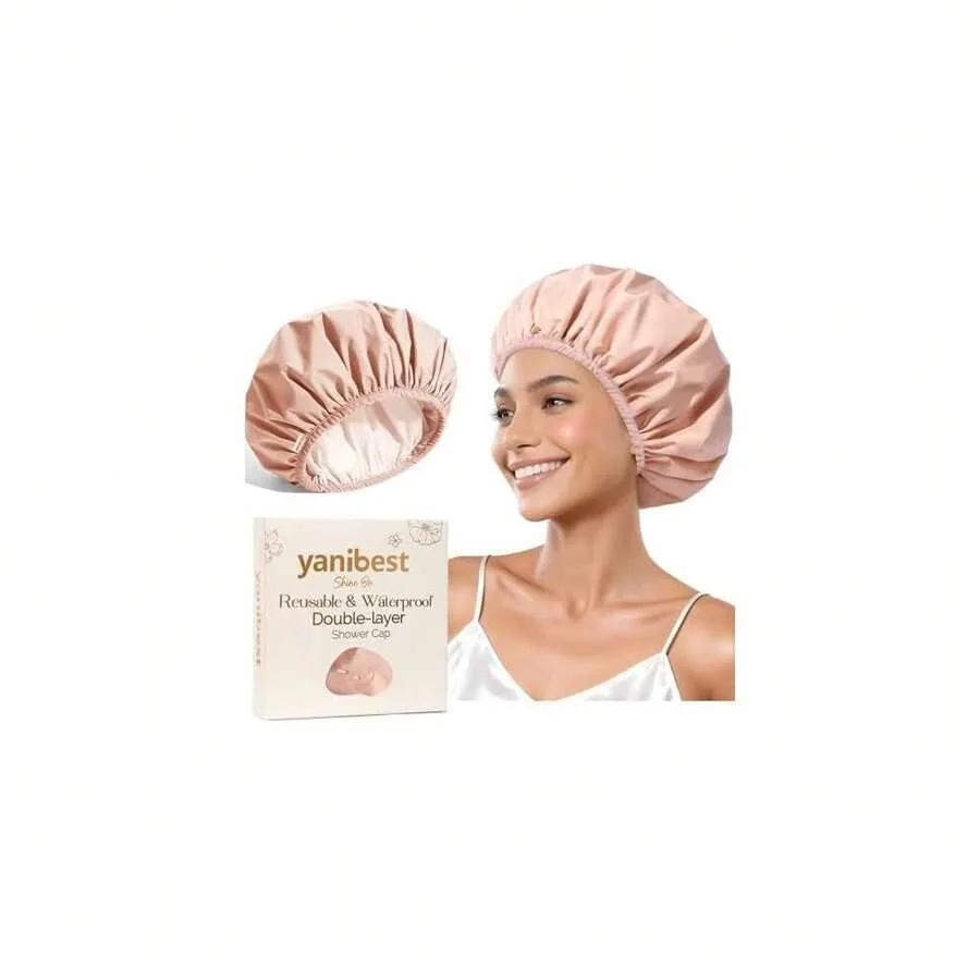 Shower Cap Reusable Waterproof - Double Layer Shower Caps For Women, Washable Shower Bonnet With Soft Non-Slip Elastic Band, Ba
Shower Cap Reusable Waterproof - Double Layer Shower Caps For Women, Washable Shower Bonnet With Soft Non-Slip Elastic Band, Ba