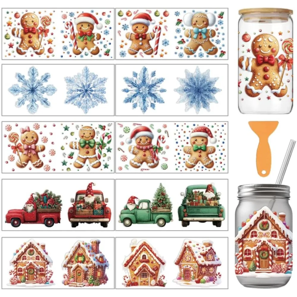 10 Sheets Christmas Theme UV DTF Cup Wrap for 16OZ Glass Christmas Hats Cars Santa Claus Gingerbread Houses Trees Rub
10 Sheets Christmas Theme UV DTF Cup Wrap for 16OZ Glass Christmas Hats Cars Santa Claus Gingerbread Houses Trees Rub