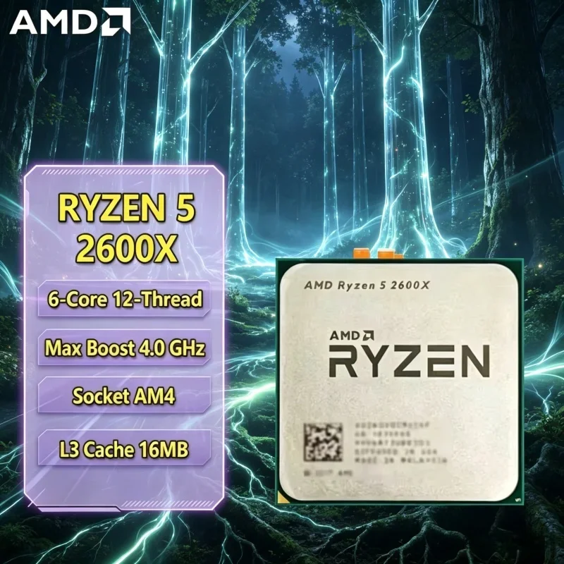 Overclock-ready AMD Ryzen 5 2600X Zen+ 6-Core 12-Thread 4.2GHz Boost AM4 95W Daily Gaming Desktop Processor Without Box