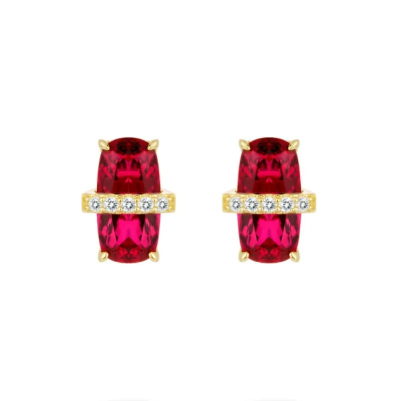 BELLUX Роскошные красные овальные серьги-гвоздики с драгоценными камнями, стерлинговое серебро 925 пробы, позолоченные сверкающие циркониевые акценты, рубин 
BELLUX Роскошные красные овальные серьги-гвоздики с драгоценными камнями, стерлинговое серебро 925 пробы, позолоченные сверкающие циркониевые акценты, рубин