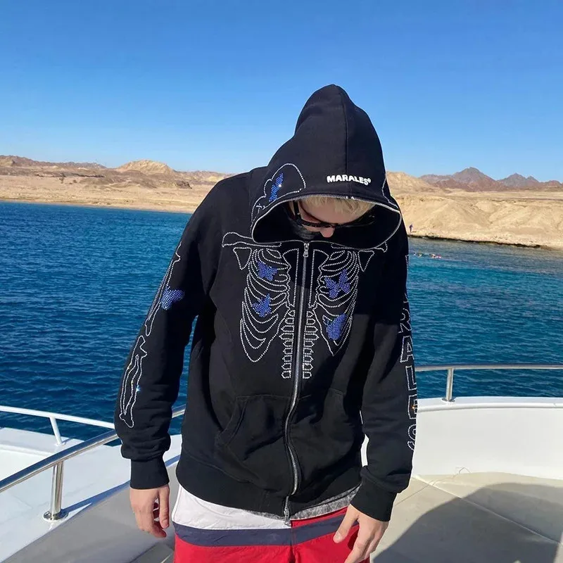 American Retro Zippered Hooded Sweatshirt for Couples, Model Skull, Lazy Style Printed Hood, Men and Women
American Retro Zippered Hooded Sweatshirt for Couples, Model Skull, Lazy Style Printed Hood, Men and Women
