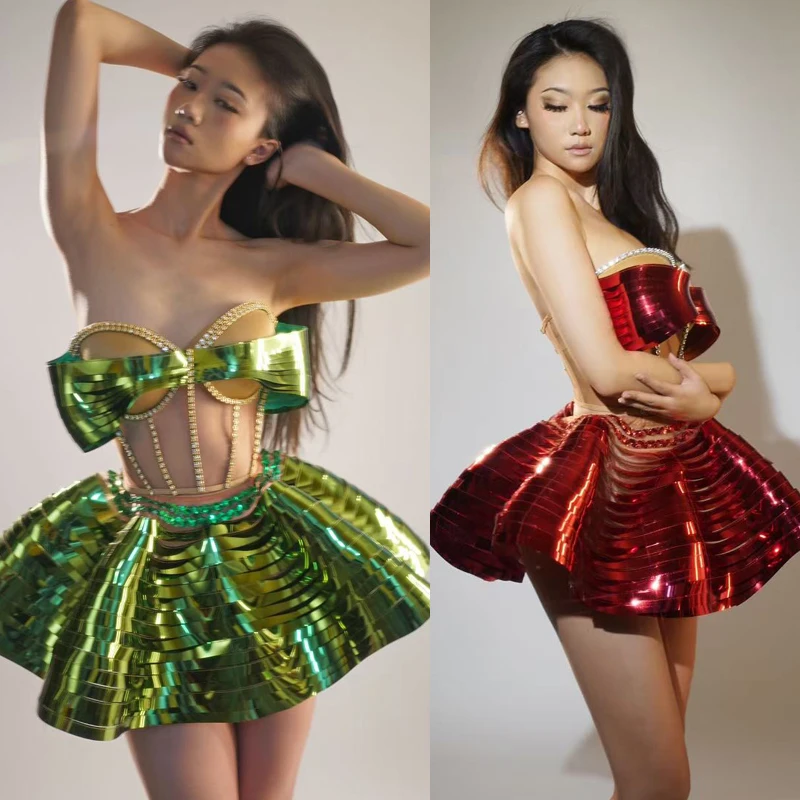 Women Group Performance Party Dresses Rhinestones Top Laser Skirt Bar Ds Dj Gogo Dance Costume Stage Festival Outfits XS9010
Women Group Performance Party Dresses Rhinestones Top Laser Skirt Bar Ds Dj Gogo Dance Costume Stage Festival Outfits XS9010