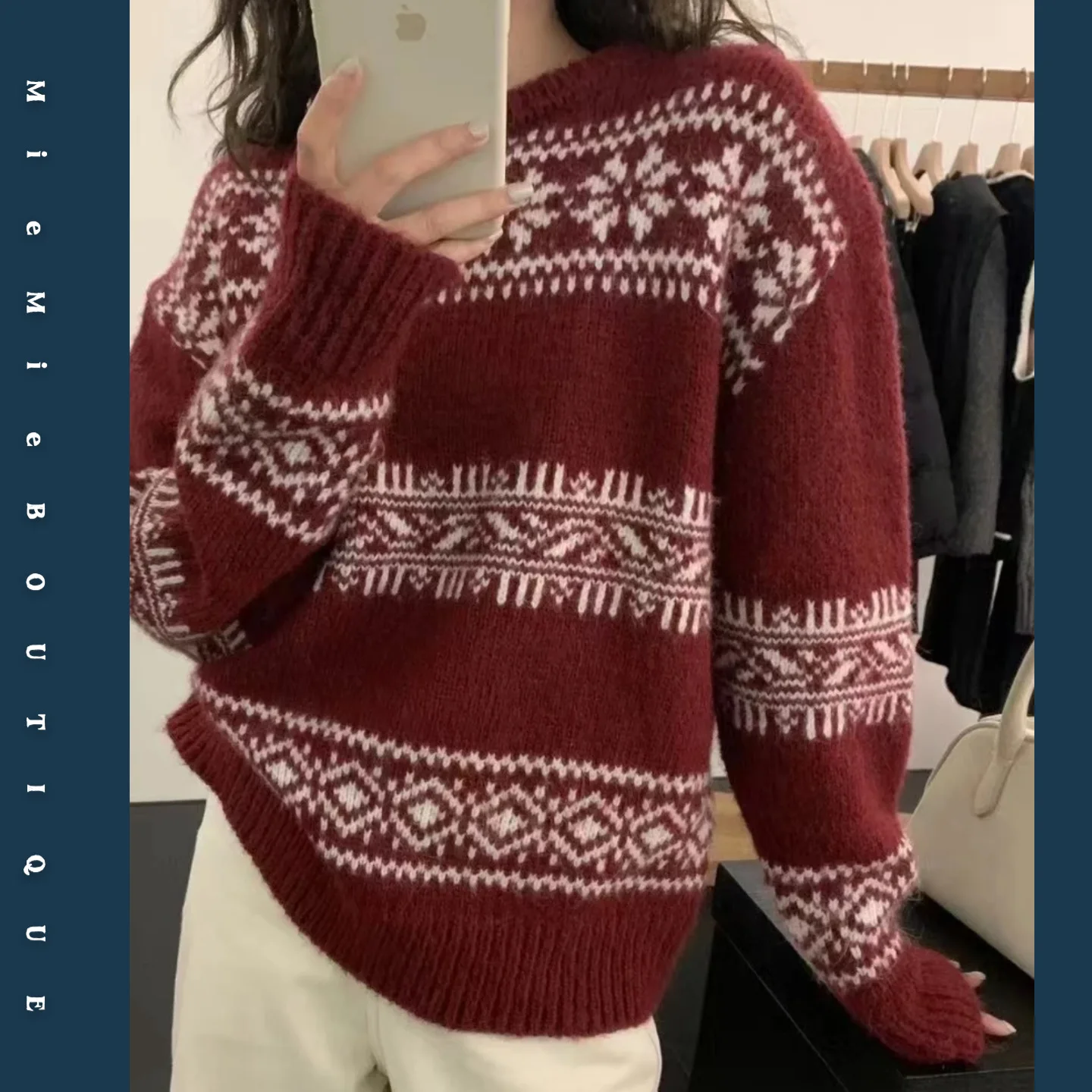 Extra Thi Knitted Large Sweater Fair Isle Mermaid Nordic 3D Thiened Embroidery Knitted Big Sweater Wine Red Color
Extra Thi Knitted Large Sweater Fair Isle Mermaid Nordic 3D Thiened Embroidery Knitted Big Sweater Wine Red Color