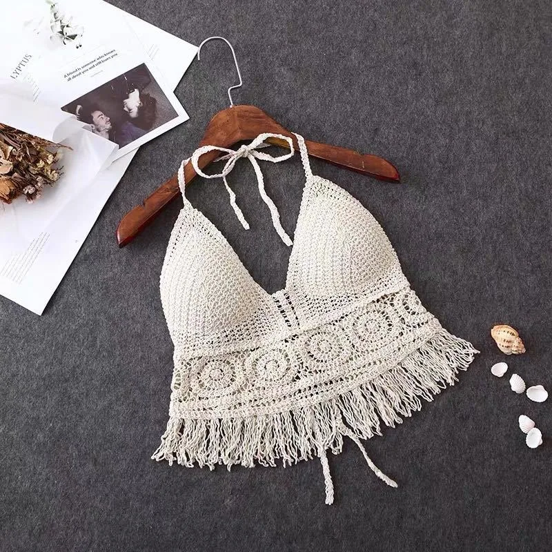 2022 Girl Women Swimwear Bohemian Retro Crochet Hollow Knitted Neck Halter Camisole Seaside Holiday Wear Short Top with Bra
2022 Girl Women Swimwear Bohemian Retro Crochet Hollow Knitted Neck Halter Camisole Seaside Holiday Wear Short Top with Bra