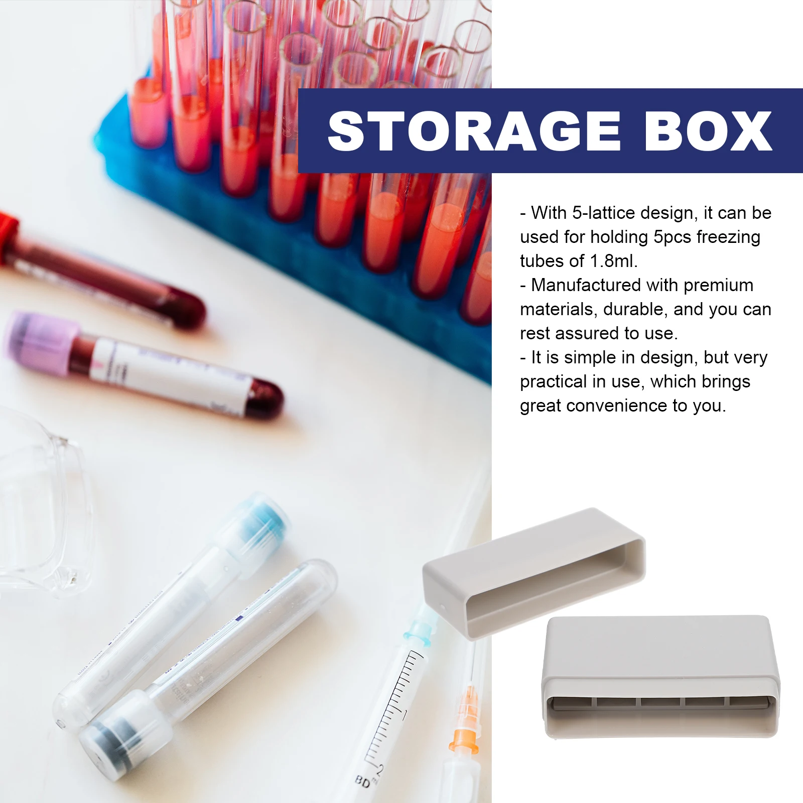 1pc 5-lattice Cryovial Box for 1.8ml Freezing Tubes Plastic Container Lab Use Simple Case Storage organizer
1pc 5-lattice Cryovial Box for 1.8ml Freezing Tubes Plastic Container Lab Use Simple Case Storage organizer
