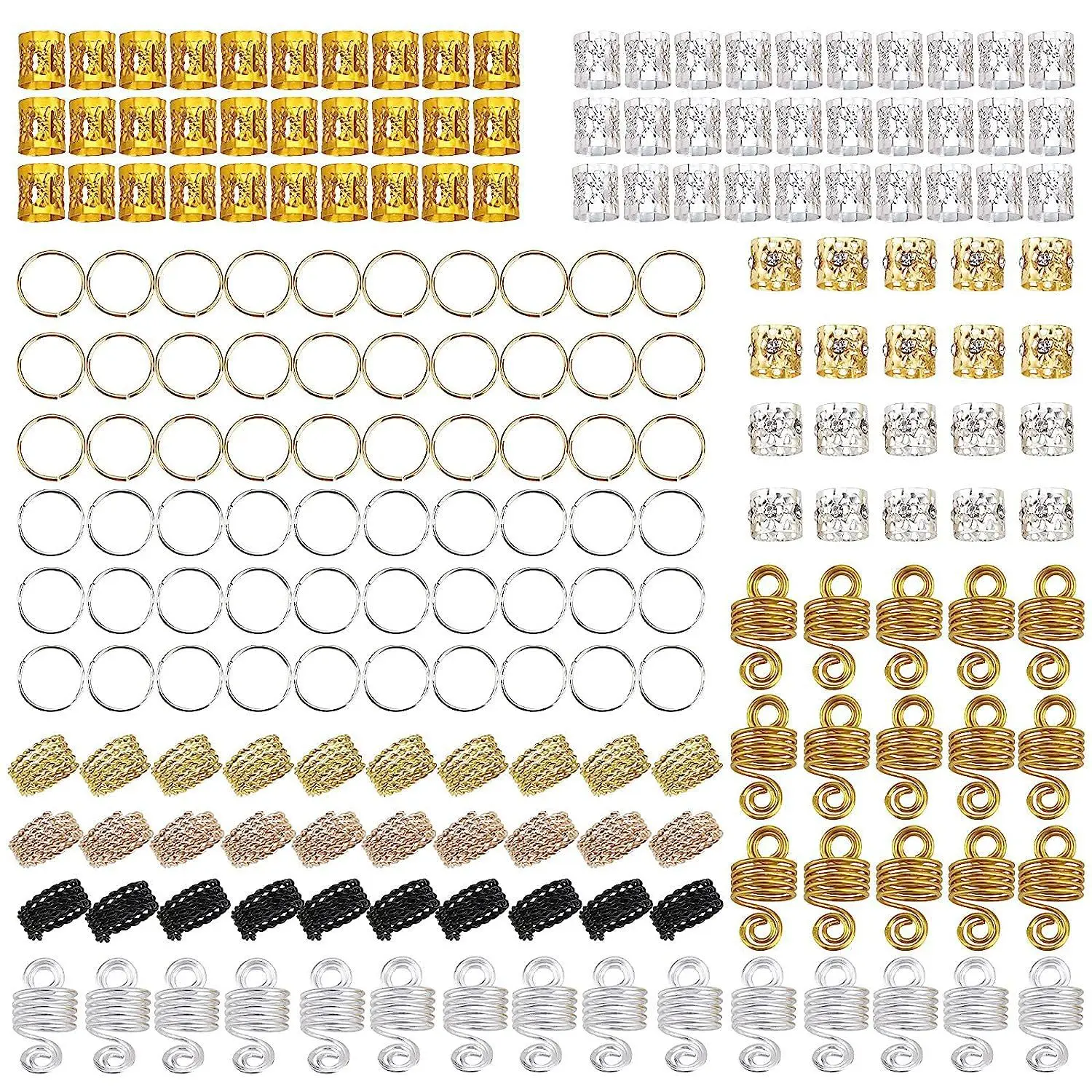 Hair Braid Rings 200pcs Metal Locs Beads Crochet Dreadlock Extensions Accessories Kit Gold Silver for Braiding Hair Decor
Hair Braid Rings 200pcs Metal Locs Beads Crochet Dreadlock Extensions Accessories Kit Gold Silver for Braiding Hair Decor