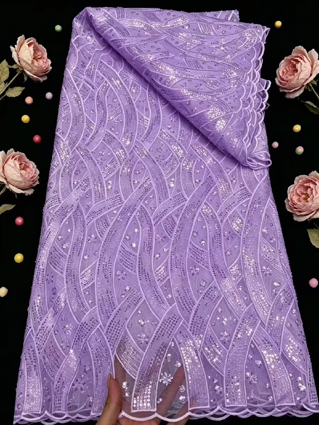 5 Yards Luxury African Sequins Groom Lace Fabric 2026 High Quality Tulle French Nigerian Beaded Lace Fabric For Wedding Dress
5 Yards Luxury African Sequins Groom Lace Fabric 2026 High Quality Tulle French Nigerian Beaded Lace Fabric For Wedding Dress