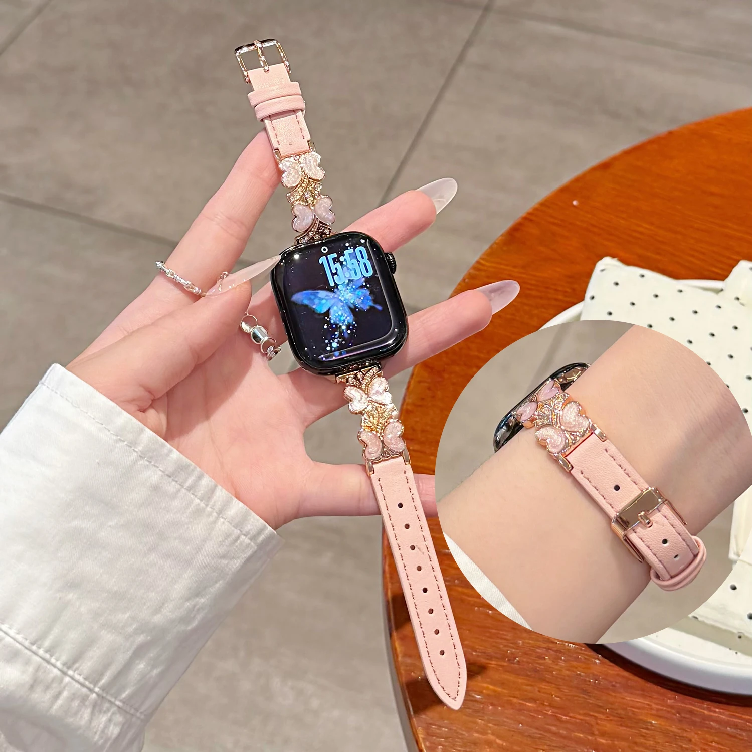 Fashion butterfly leather strap for Apple Watch 46/45/44/42/41/40/38mm cute girl strap for iwatch Ultra S11/10/9/8/7-1
Fashion butterfly leather strap for Apple Watch 46/45/44/42/41/40/38mm cute girl strap for iwatch Ultra S11/10/9/8/7-1