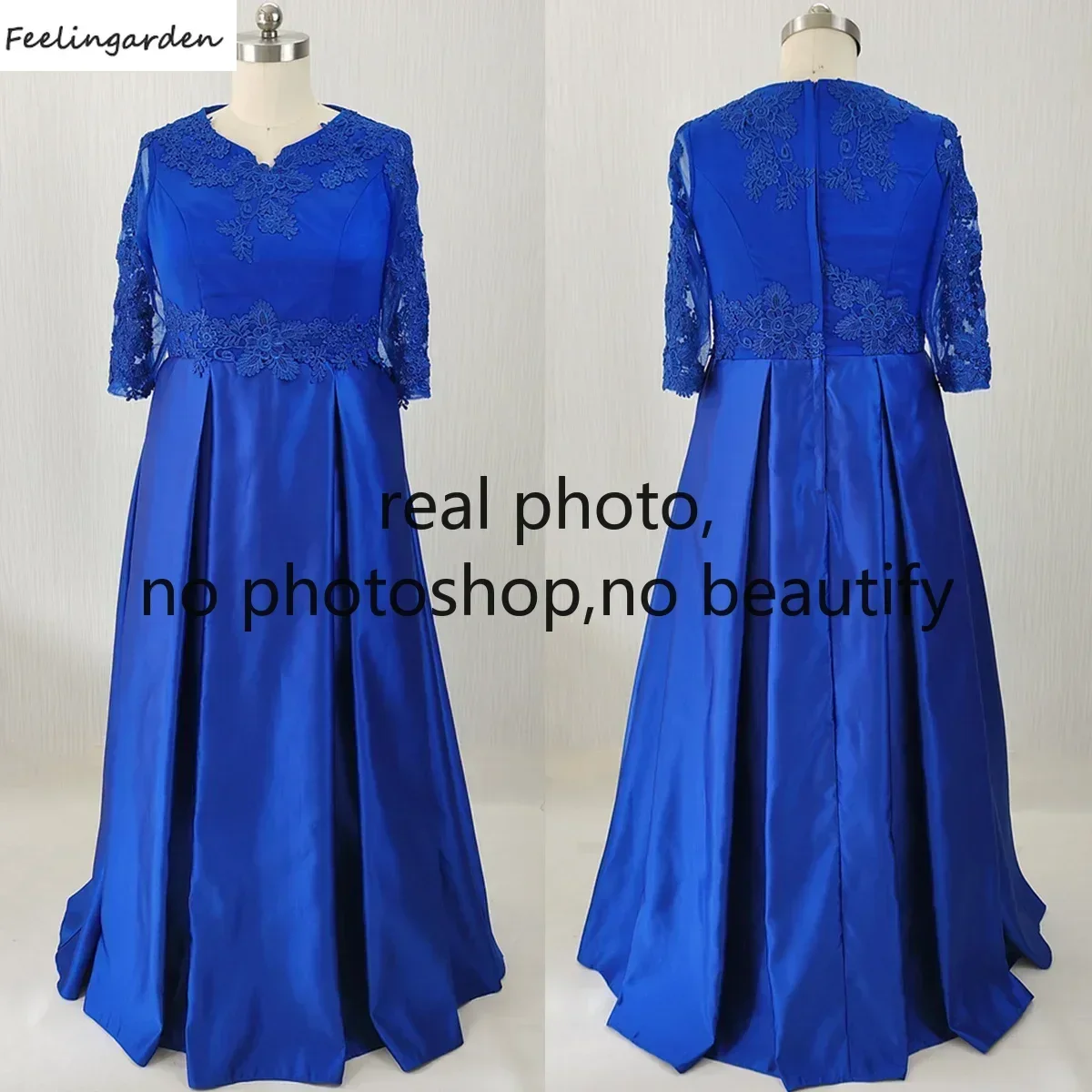 Feelingarden Customized Real Photo Plus size Evening Dress Royal Blue O-neck Half Sleeves A-line Floor Length Party Formal Gowns
Feelingarden Customized Real Photo Plus size Evening Dress Royal Blue O-neck Half Sleeves A-line Floor Length Party Formal Gowns