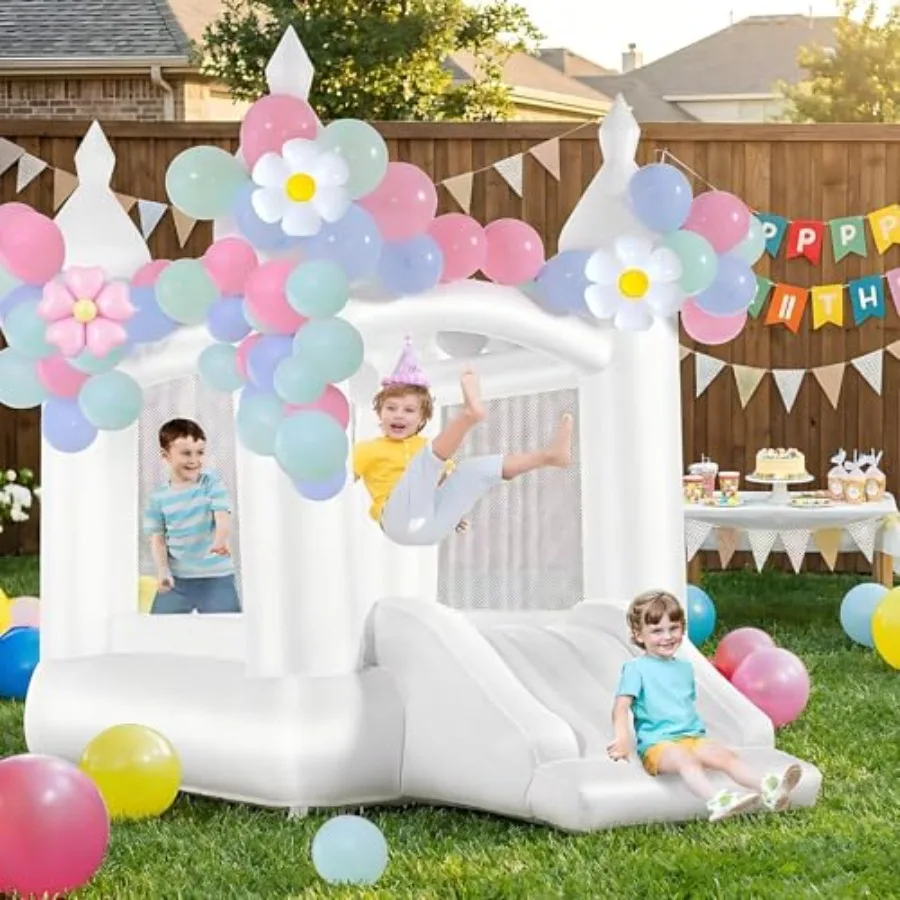 White Bounce House Indoor Outdoor Bouncy Castle for Ages 3-8 Oxford Toddler Bounce House with Slide Balloon and Blower for 3,'s
White Bounce House Indoor Outdoor Bouncy Castle for Ages 3-8 Oxford Toddler Bounce House with Slide Balloon and Blower for 3,'s