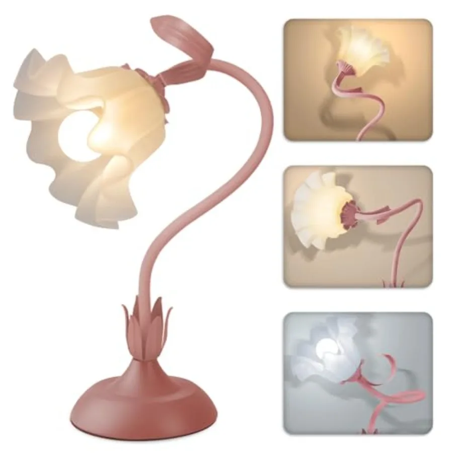 Women Bedside Table Lamps for Bedroom, Cute Flower Desk Lamp with Adjustable Flexible Gooseneck, 3 Color Temperatures Nightstan
Women Bedside Table Lamps for Bedroom, Cute Flower Desk Lamp with Adjustable Flexible Gooseneck, 3 Color Temperatures Nightstan