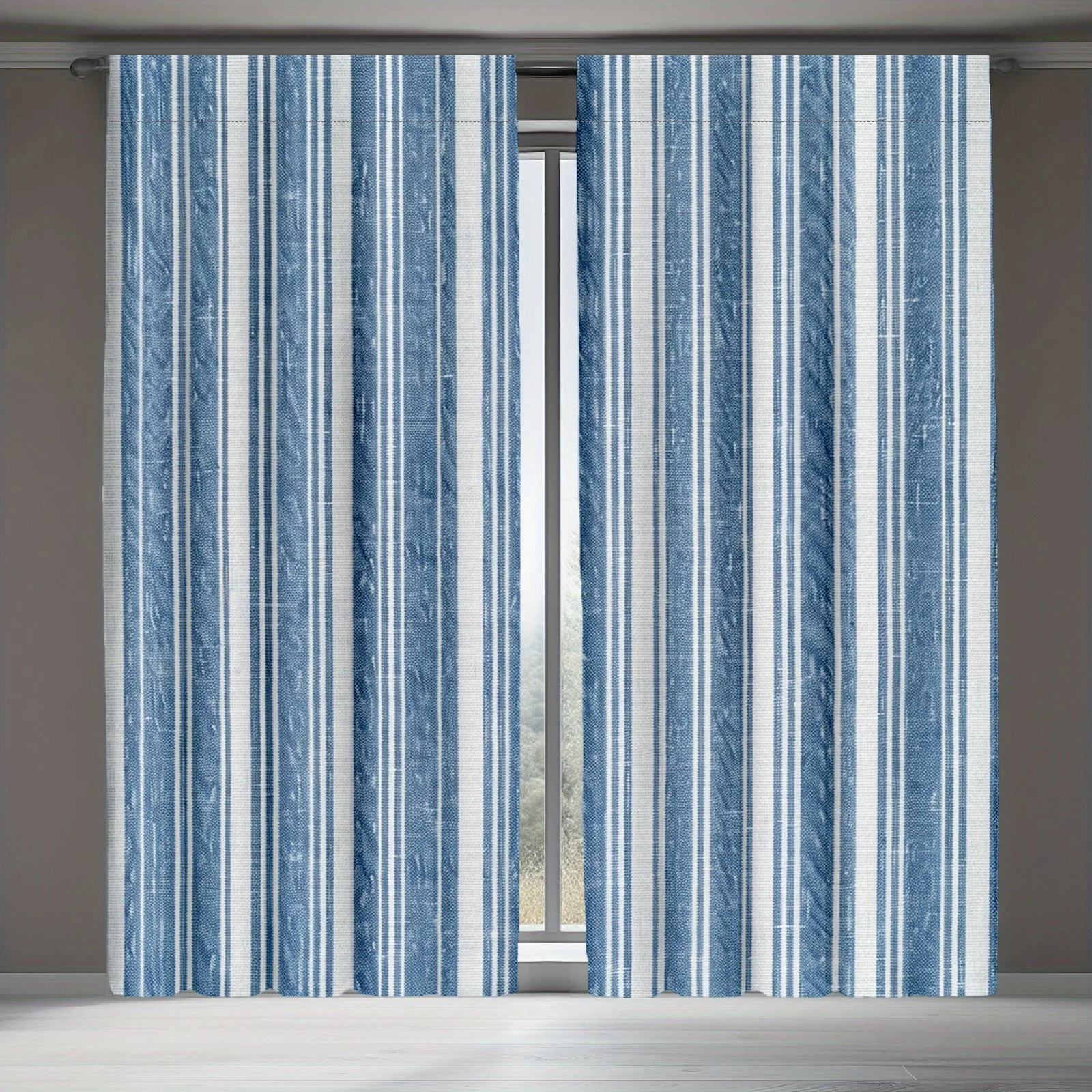 2D FLAT 2pcs Curtains Blue White Vertical Stripes Pattern Perfect for Balcony, Bedroom, Study, Living Room, Suitable for Spring
2D FLAT 2pcs Curtains Blue White Vertical Stripes Pattern Perfect for Balcony, Bedroom, Study, Living Room, Suitable for Spring