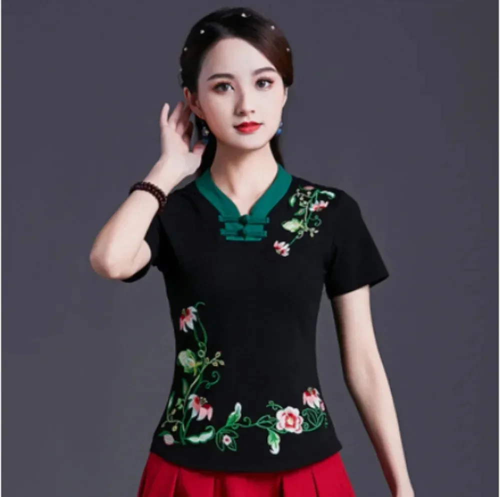 Ropa de estilo étnico bordado para mujer, camisetas para mujer, Tops Y2k, ropa Vintage para mujer, moda informal elegante
Ropa de estilo étnico bordado para mujer, camisetas para mujer, Tops Y2k, ropa Vintage para mujer, moda informal elegante