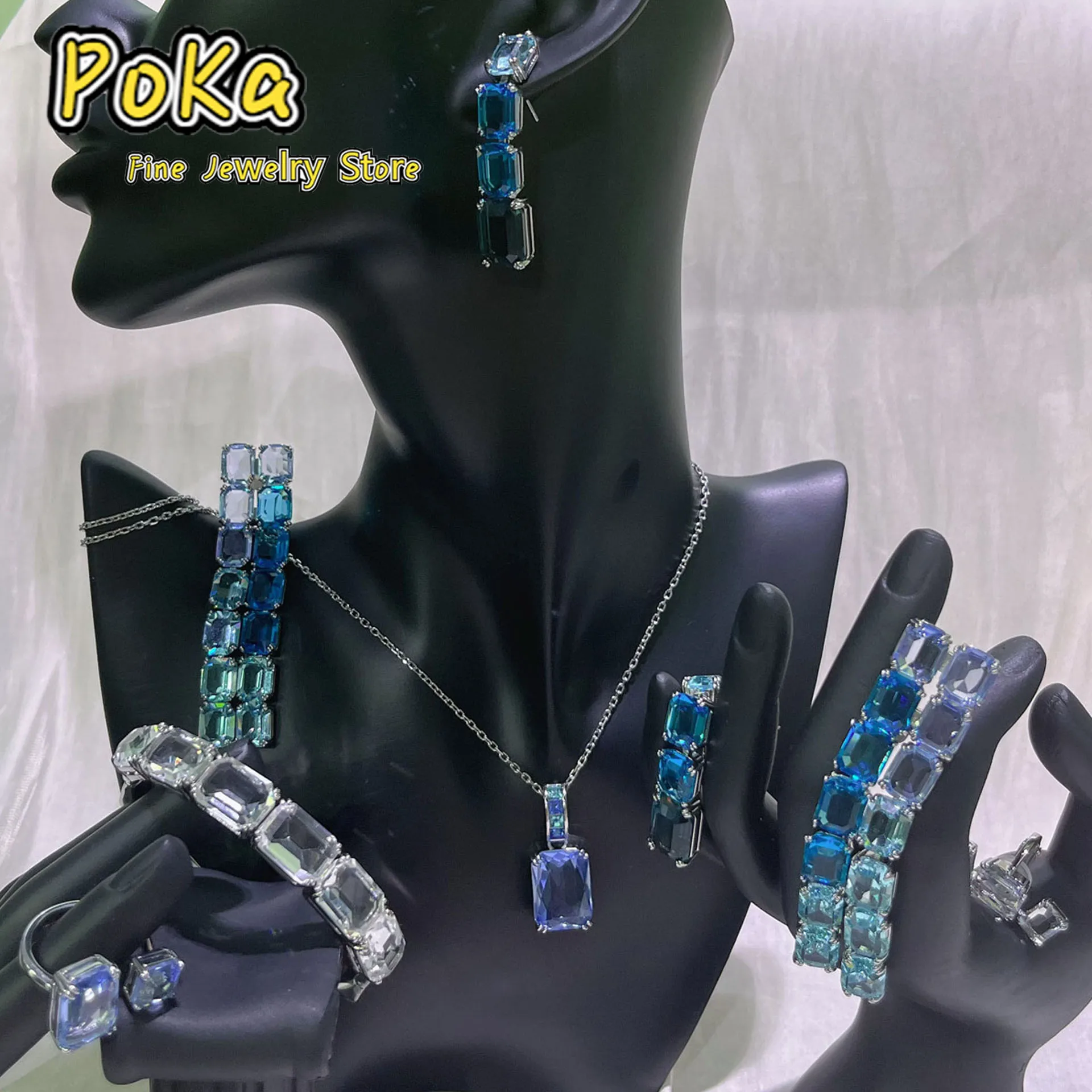 Blue Luxury Brand Crystal Fine Charm Necklace Earring Ring White Bracelet Austrian Crystal High Quality Jewelry Gifts for Women
Blue Luxury Brand Crystal Fine Charm Necklace Earring Ring White Bracelet Austrian Crystal High Quality Jewelry Gifts for Women