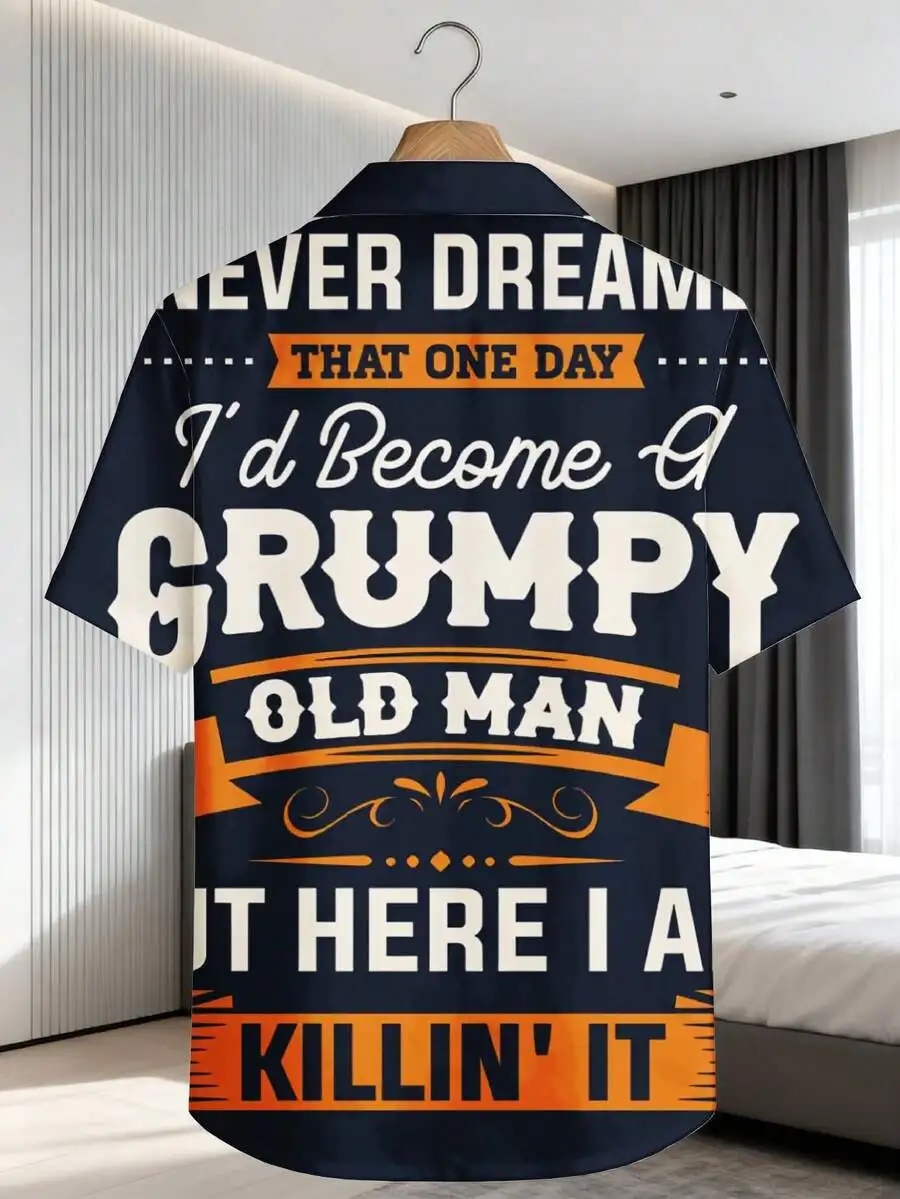 Mens Casual Hawaiian Shirt With Grumpy Old Man Print Short Sleeve Summer Beach Vacation Top
Mens Casual Hawaiian Shirt With Grumpy Old Man Print Short Sleeve Summer Beach Vacation Top