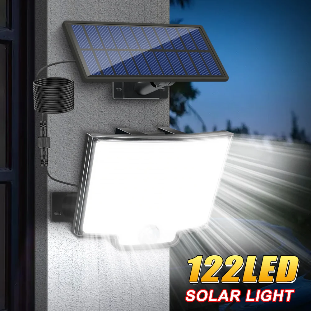Солнечный светильник для улицы, 122 светодиода, с датчиком движения, водонепроницаемый IP65, 120 ° Солнечный настенный светильник с регулируемым углом освещения
Солнечный светильник для улицы, 122 светодиода, с датчиком движения, водонепроницаемый IP65, 120 ° Солнечный настенный светильник с регулируемым углом освещения 