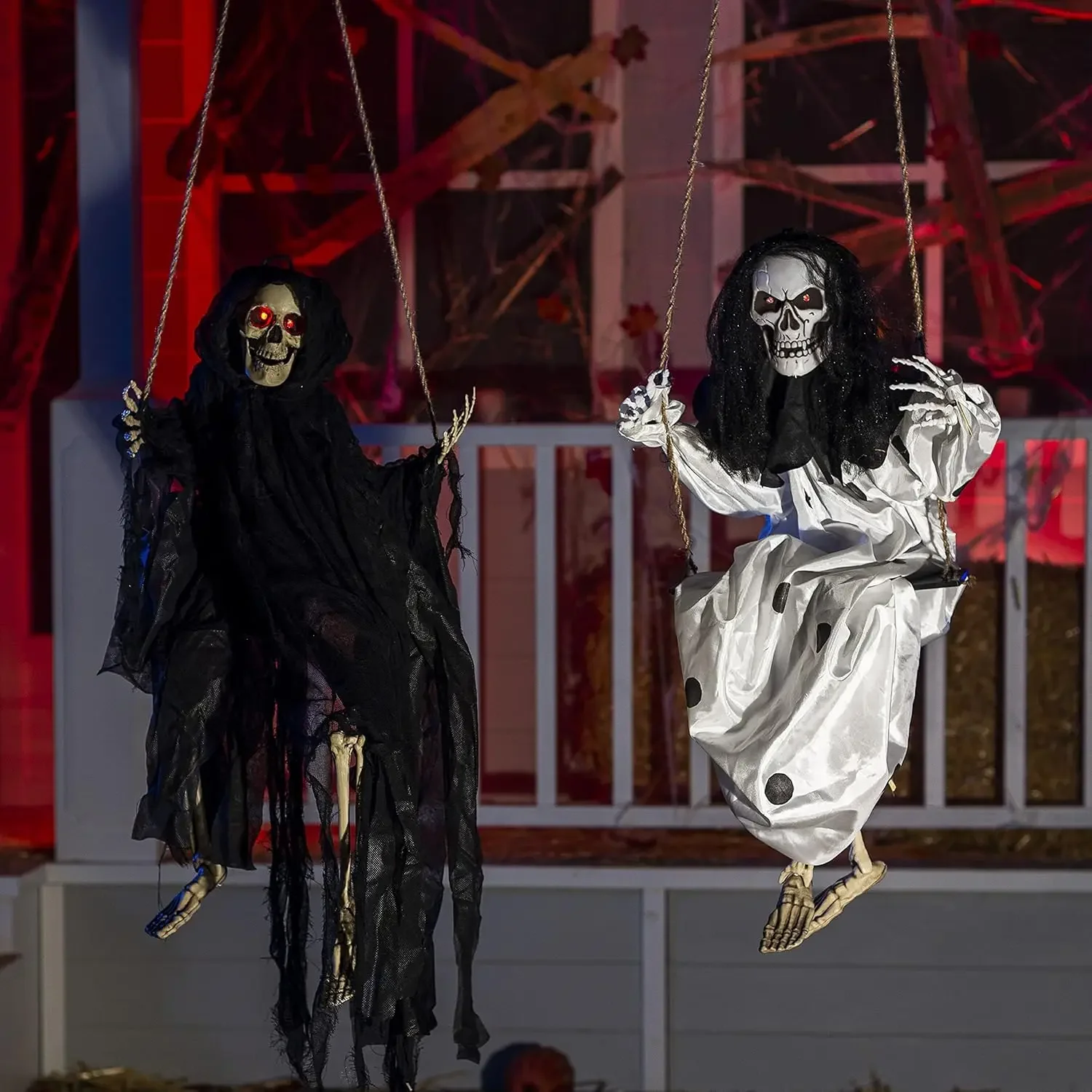 Decor with Lighted Up Eyes, 3ft Scary Grim Reaper Halloween Swinging Skeleton Flying Ghosts for Yard Patio Lawn Garden Décor
Decor with Lighted Up Eyes, 3ft Scary Grim Reaper Halloween Swinging Skeleton Flying Ghosts for Yard Patio Lawn Garden Décor