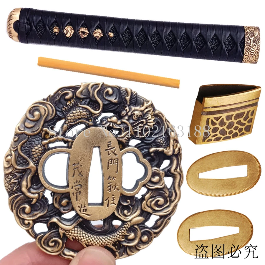A Set Brass Dragon Tsuba+Menuki+Fuchi+Kashira+Handle+Habaki+Seppa For Japanese Samurai Sword Katana/Wakizashi/Tanto Guard Fittin
A Set Brass Dragon Tsuba+Menuki+Fuchi+Kashira+Handle+Habaki+Seppa For Japanese Samurai Sword Katana/Wakizashi/Tanto Guard Fittin
