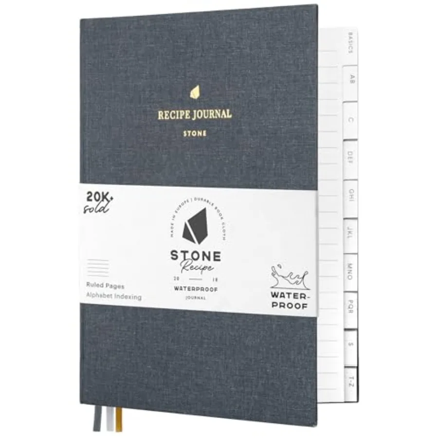 Recipe Journal 25 x 19 cm Waterproof Paper, 192 Lined Pages with A Z Index, Conversions and Seasonal Produce, Durable Cotton Cl
Recipe Journal 25 x 19 cm Waterproof Paper, 192 Lined Pages with A Z Index, Conversions and Seasonal Produce, Durable Cotton Cl