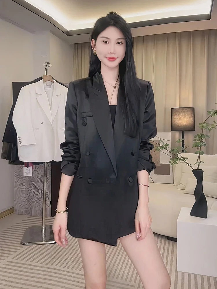 Ацетатный атлас: Женская свободная повседневная блузка, универсальная, весна 2026, новая модная офисная одежда с длинным рукавом, на одной пуговице
Ацетатный атлас: Женская свободная повседневная блузка, универсальная, весна 2026, новая модная офисная одежда с длинным рукавом, на одной пуговице