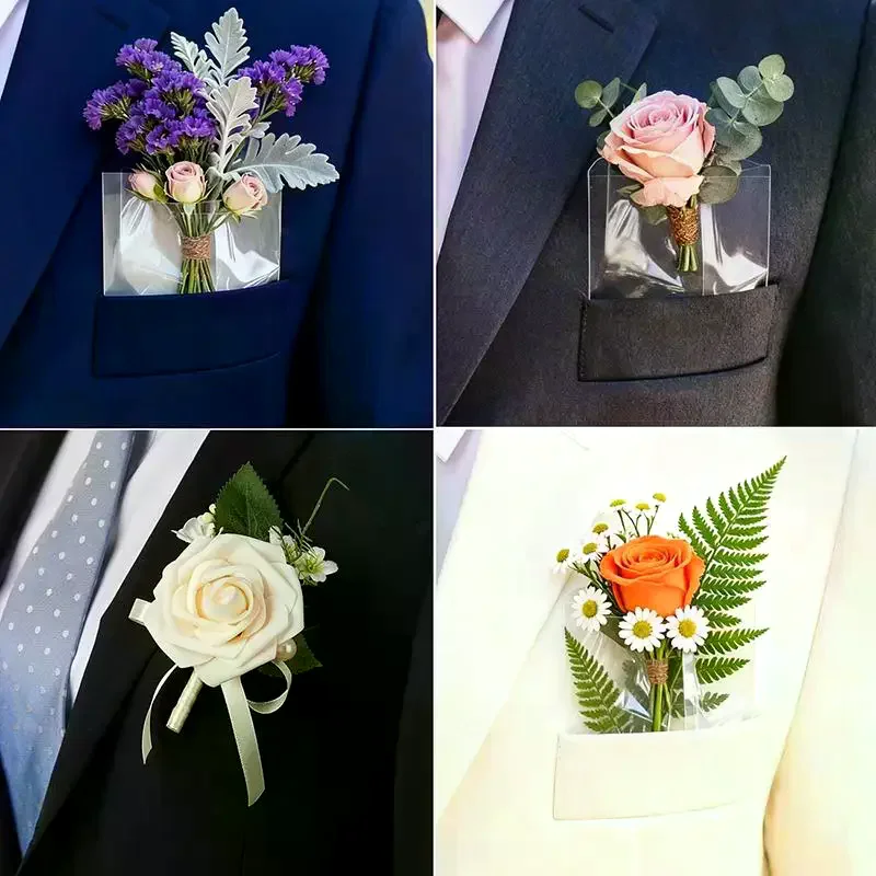 Wedding Boutonniere Holders - 10-50pcs Reusable Satin Lapel Pouches with Adhesive Backing, No-Pin Flower Fasteners
Wedding Boutonniere Holders - 10-50pcs Reusable Satin Lapel Pouches with Adhesive Backing, No-Pin Flower Fasteners