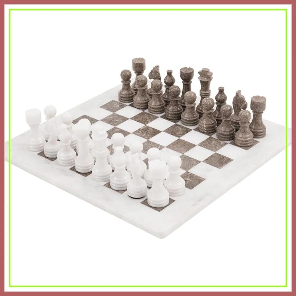 Marble Chess Set 15" Inches Handmade White and Grey Oceanic Classic Board Games for Adults
Marble Chess Set 15" Inches Handmade White and Grey Oceanic Classic Board Games for Adults