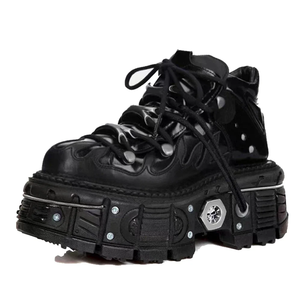 New Men's Genuine Leather Motorcycle Boots Gothic Dark PlatformPunk Metal Women's Small Rock Lace-up Rivet Shoes
New Men's Genuine Leather Motorcycle Boots Gothic Dark PlatformPunk Metal Women's Small Rock Lace-up Rivet Shoes